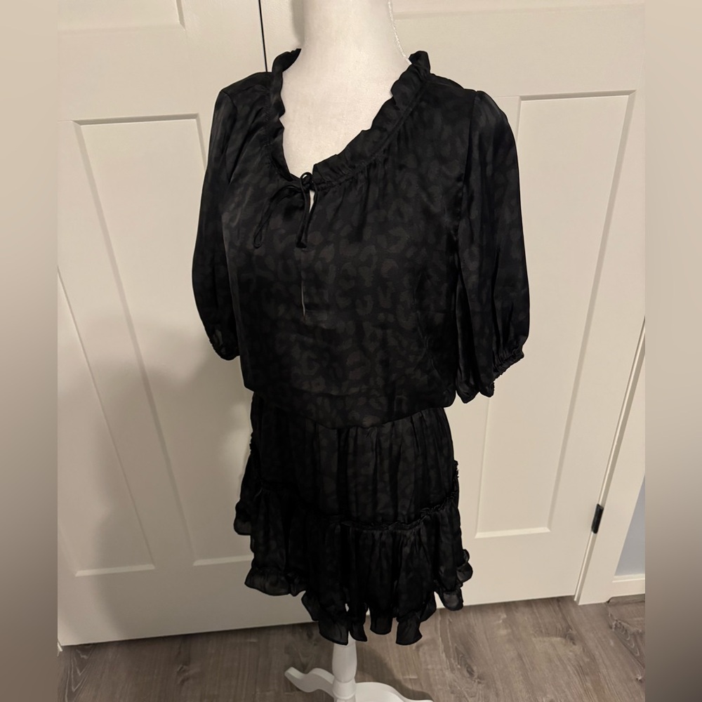 NWT, Black short sleeve Ruffled Dress